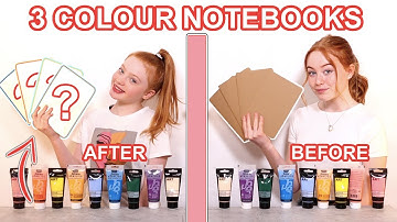 TWIN TELEPATHY 3 COLOR PAINT DIY SCHOOL NOTEBOOKS *Custom Journal Makeover Challenge Ruby and Raylee