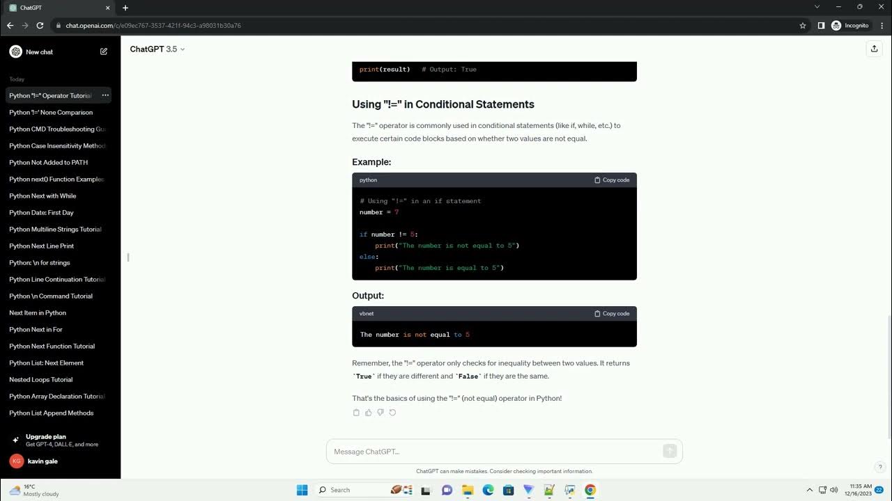 python not equal sign - YouTube