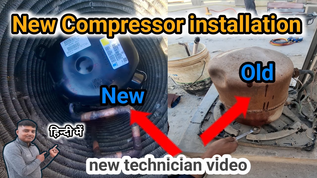 New Compressor installation . Ac Compressor change kaise karen - YouTube