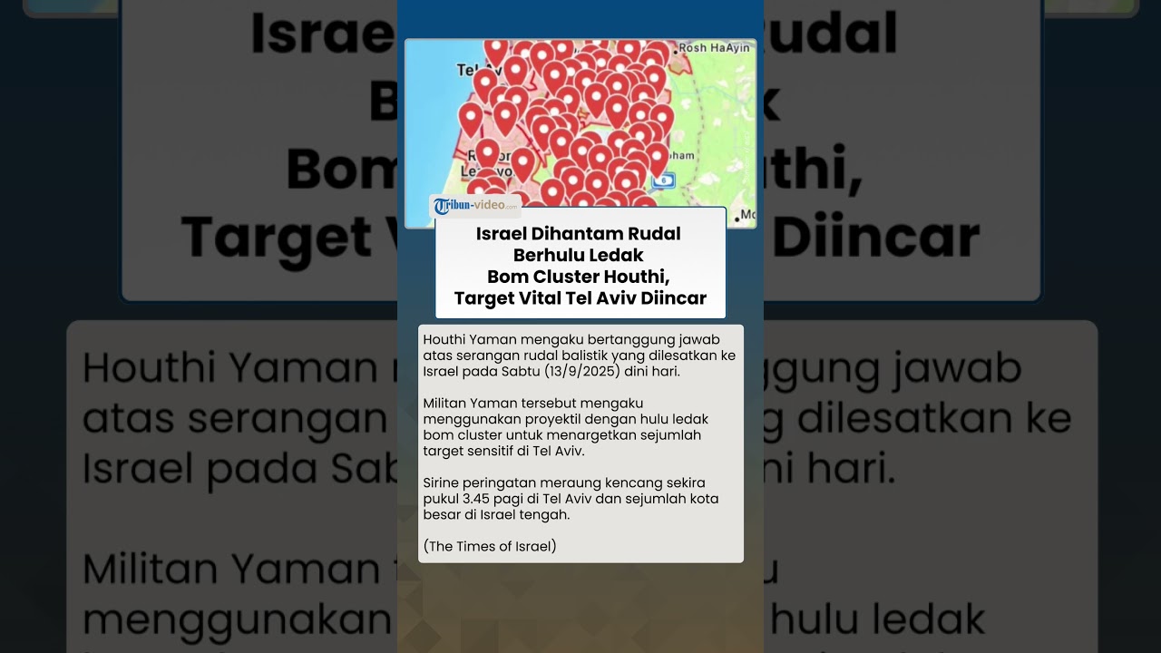 Israel Dihantam Rudal Berhulu Ledak Bom Cluster, Houthi Incar Target Sensitif di Tel Aviv