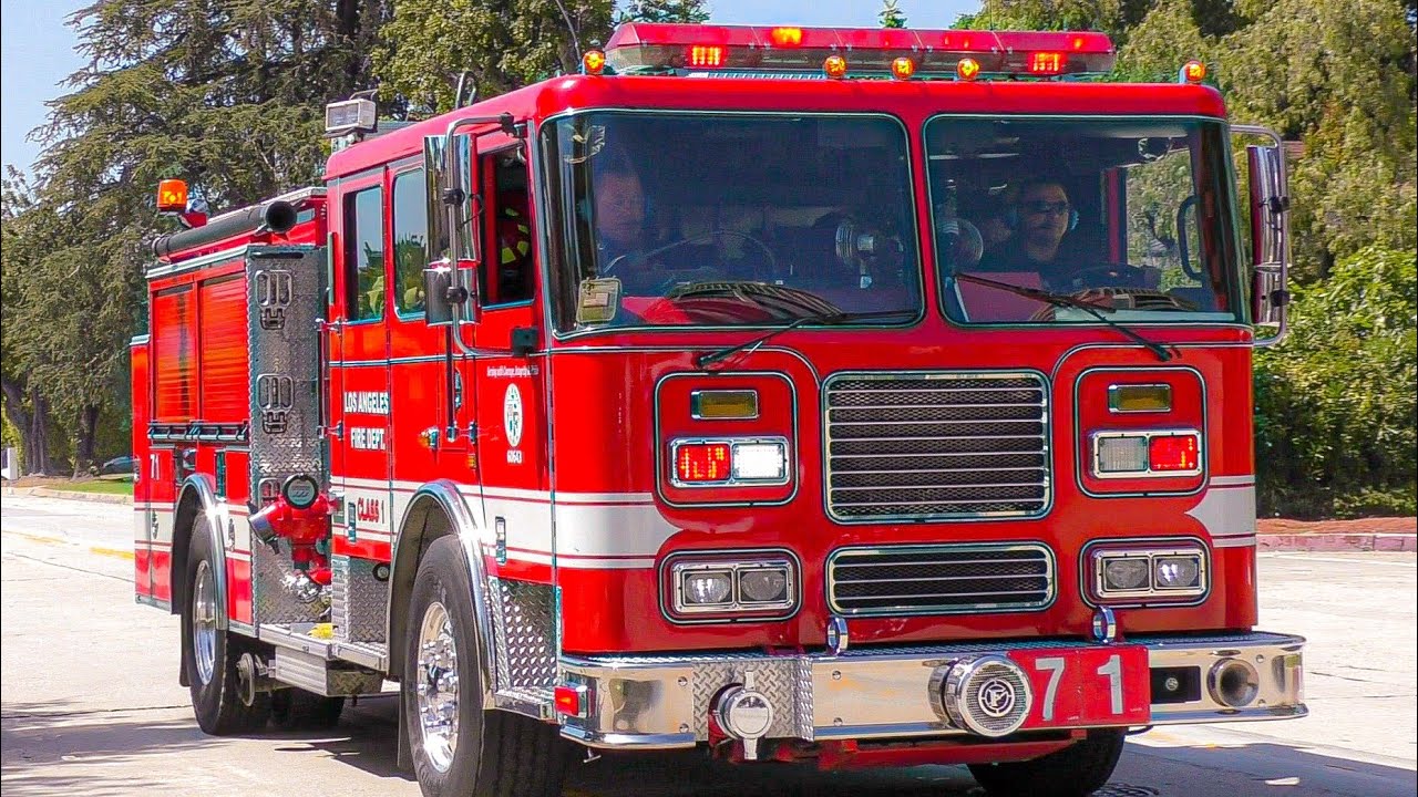 LAFD Engine 71 & Rescue 71 (both reserves) Responding - YouTube