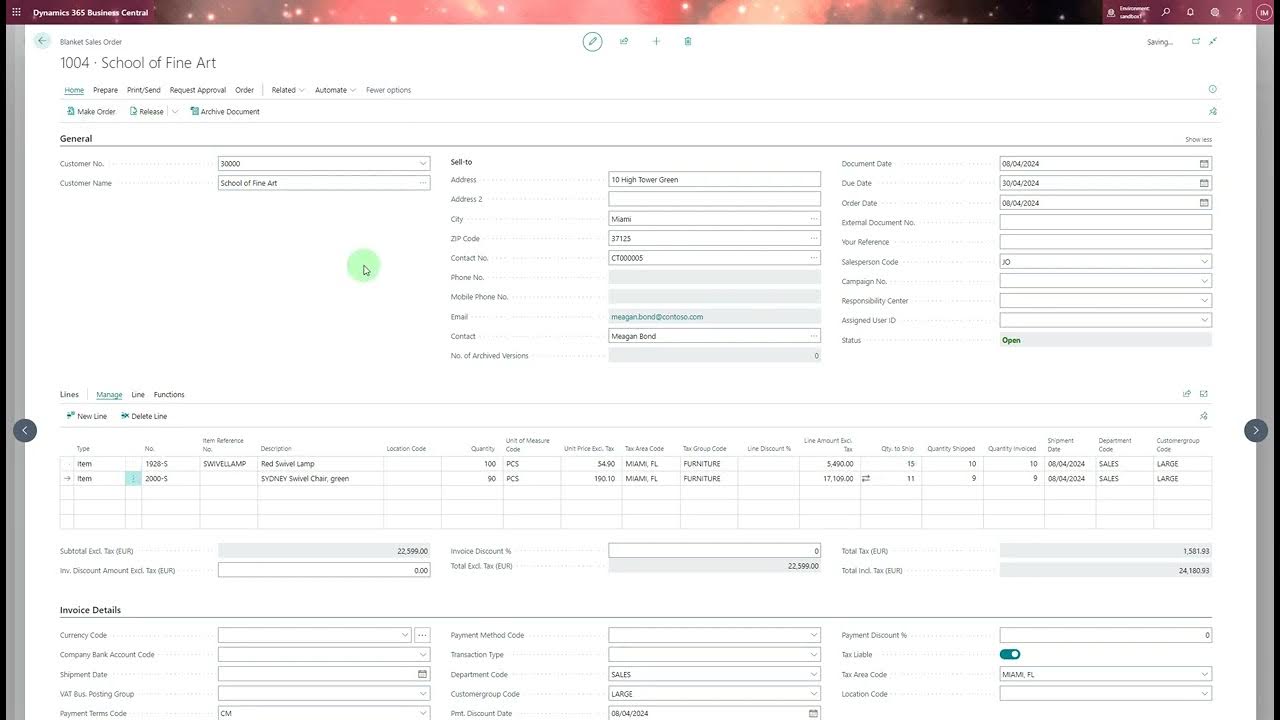 How to create Blanket sales and purchase orders in Business Central