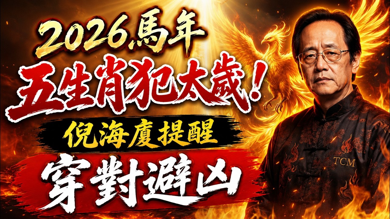2026丙午馬年犯太歲五生肖必看：鼠沖太歲、馬刑太歲、牛害太歲、兔破太歲、龍偏沖，倪海廈教你安太歲、開運穿搭、幸運色禁忌色、方位飲食化解、每月避凶提醒，台灣長輩一定要聽懂如何少口舌少病痛不破財 縮圖