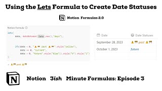 Notion Formulas 2.0: Using the Lets Formula to Create Date Specific Statuses