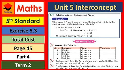 5th Std- Maths - Unit 5 - Interconcept- Exercise 5.3-  Total cost- Page 45 - Part 4 - Term 2