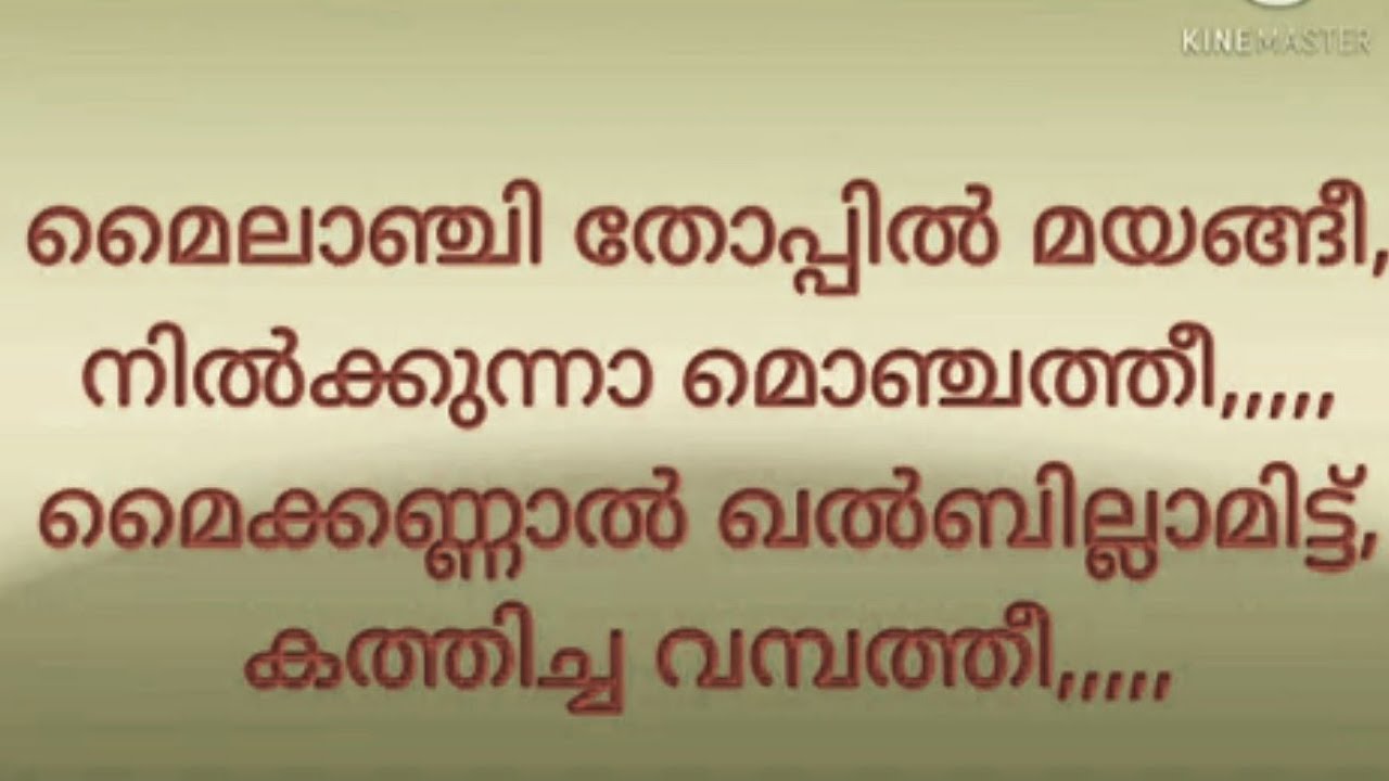 മൈലാഞ്ചി തോപ്പിൽ മയങ്ങിിൽക്കുന്ന മൊഞ്ചത്തിമലയാളം കരോക്കെ