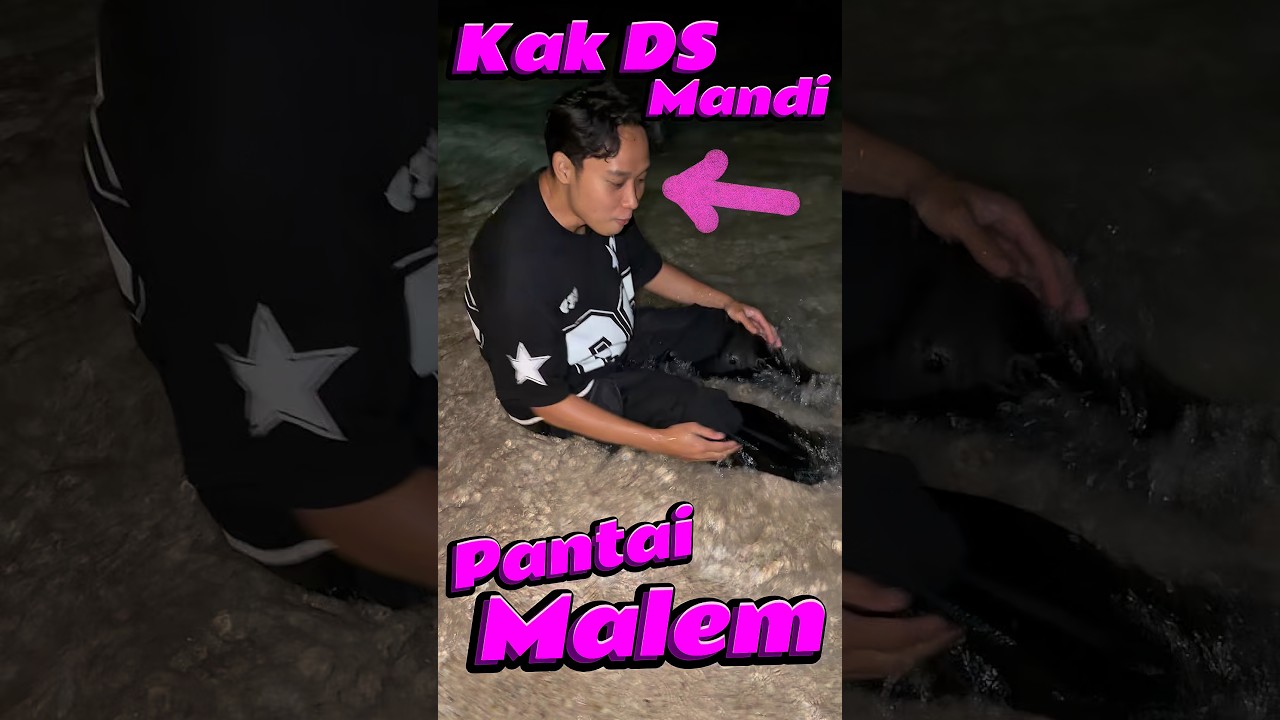 Kak DS mandi Pantai malem #comedy #minivlog #anakdesa #pantai #malam