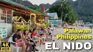 4K 🇵🇭 EL NIDO TOWN 2024 | Beachfront Walk, Hotels, Restaurants, and Streets | Palawan, Philippines