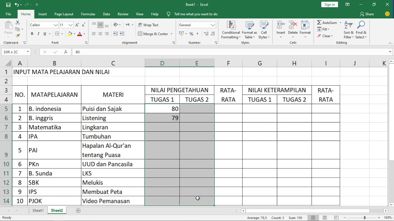 Tugas TIK Ms. Excel dijadikan Tugas Praktek Penilaian