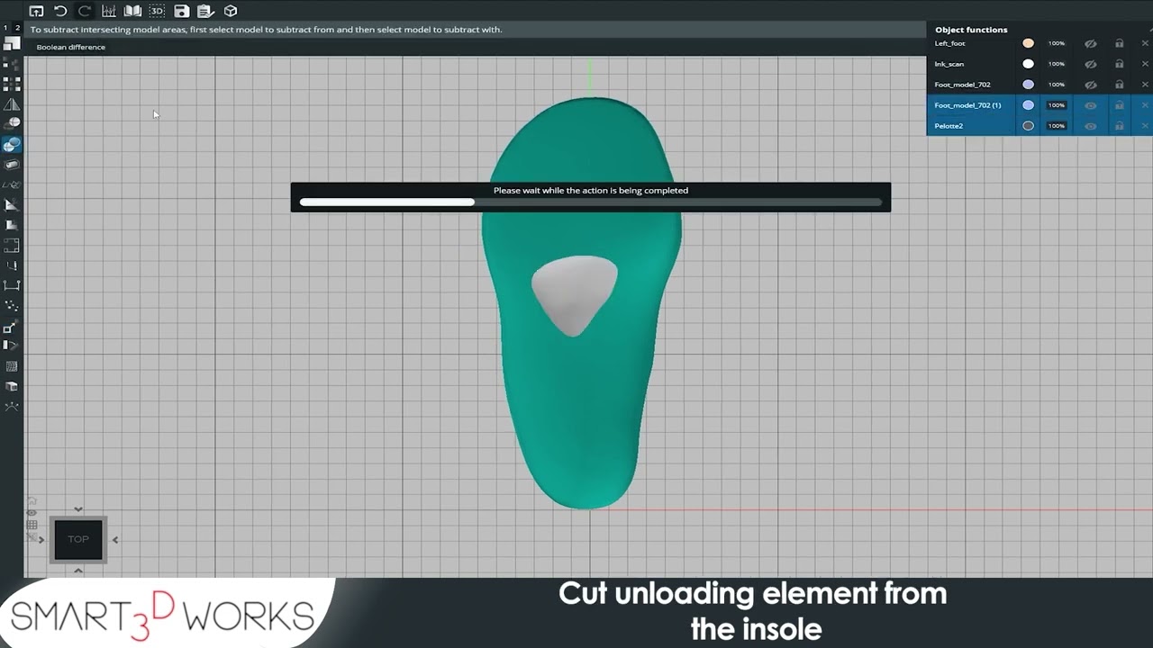 Smart3Dworks insoles modeling workflow