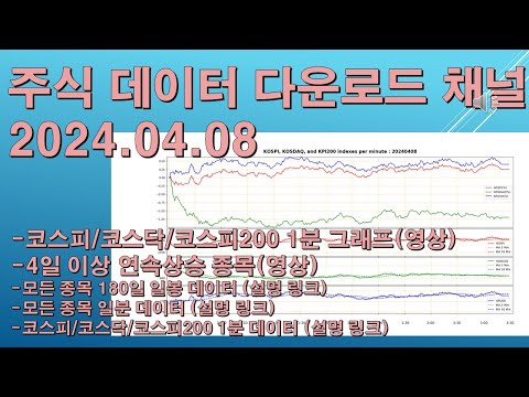[정돈] 코스피/코스닥 종목 데이터 다운로드 채널 - 2024년 4월 08일 데이터