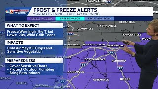 Freeze Warning and some snowflakes Monday night