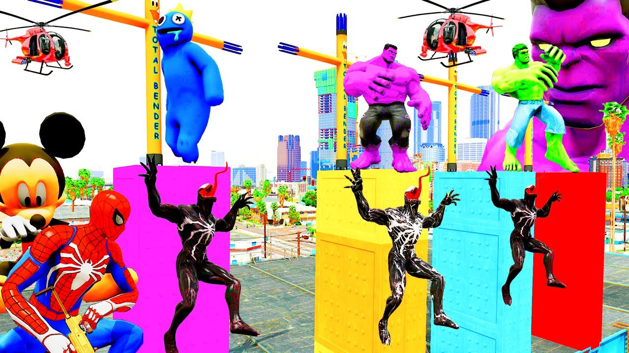 Khi Siêu Nhân Chạy Xe Ô Tô Cảnh Sát, Lái Máy Bay, Xe Cứu Hỏa Giải Cứu Khổng Lồ! GTA Spider man Cars