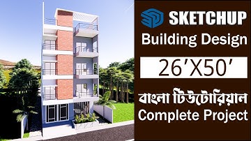 4 storey building design in sketchup। 3d modeling in sketchup। sketchup bangla tutorial