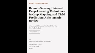 Remote-Sensing Data and Deep-Learning Techniques in Crop Mapping and Yield Prediction... | RTCL.TV