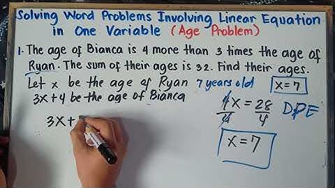 Solving Word Problems Involving Linear Equation in One Variable ( Age Problem ) Grade 8 | Q3 |