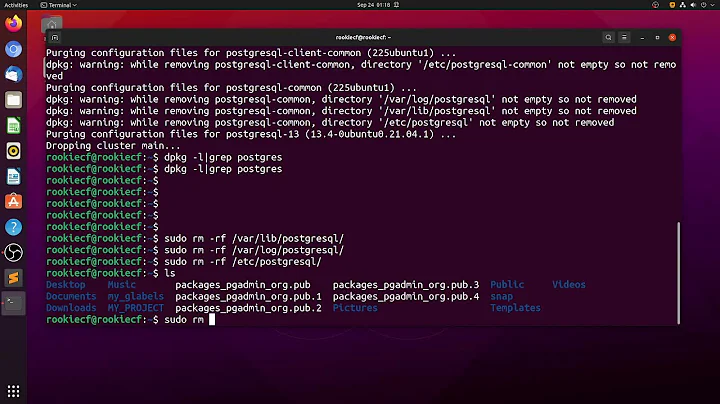ubuntu  21.04 how to delete / remove postgresql (psql) & pgadmin4