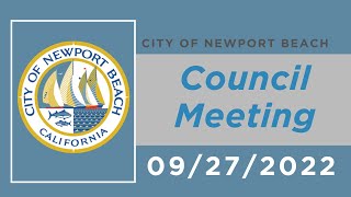 Newport Beach Special & Regular City Council Meeting: September 27, 2022