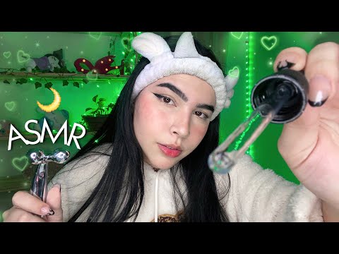 ASMR: FAZENDO SUA SKIN CARE | tratamento de cravos, manchas e espinhas 🧖🏻‍♀️🌙