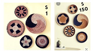 DIY basket boho wall decor : Their price $150 ours under $1