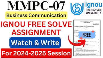 IGNOU MMPC-07 Solve Assignment 2024-2025 Download | IGNOU Free Assignment Download 2025 | #ignou