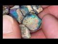 Lightning ridge black opal parcel: rubbing back.