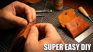 DIY Leather Coin and Bill Purse | Precise Cutting and Hand Stitching | Super Easy