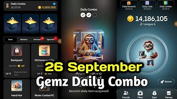 GemZ Daily Combo 26September  | Gemz Daily Code 26 September | Daily Combo Today