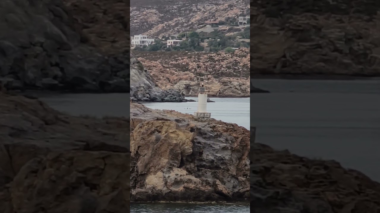 🌊 Patmos Lighthouse & Cruise Ship — A Beautiful View from the Aegean Sea 🚢✨ #patmos #greecetravel