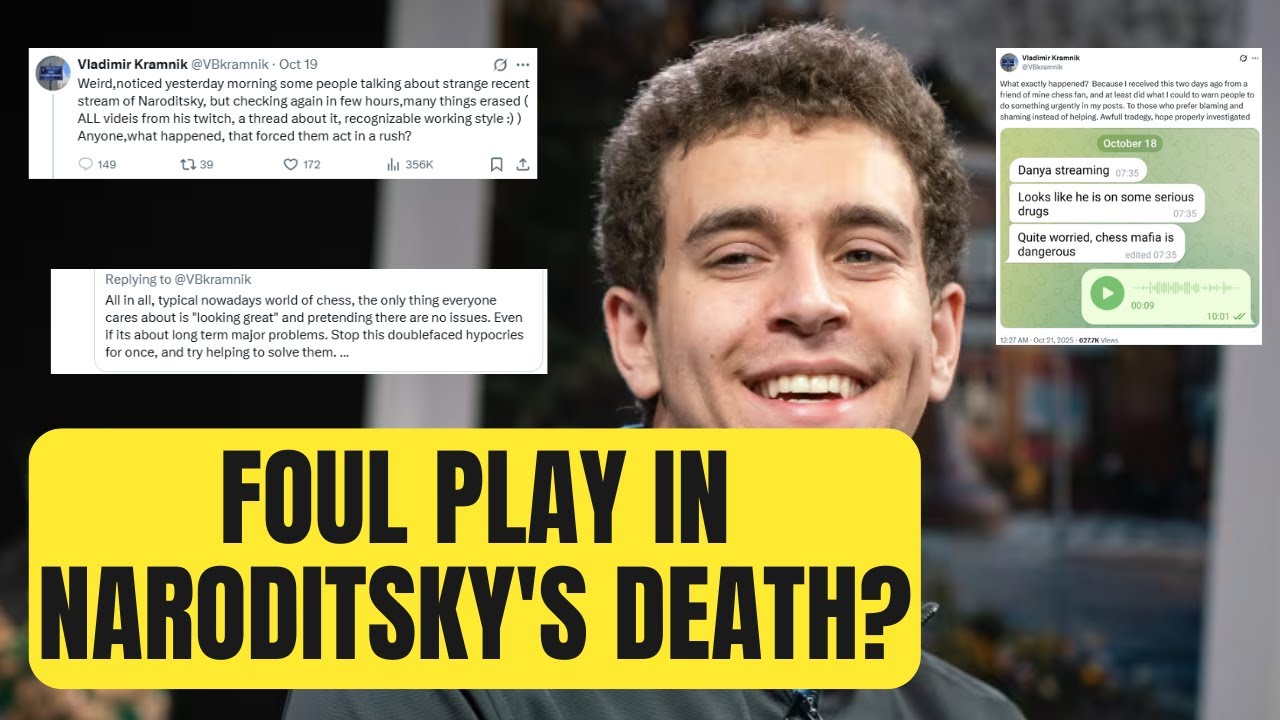 ⁣Is foul play involved in Daniel Naroditsky's death? Kramnik & Nihal Sarin spark suspicion