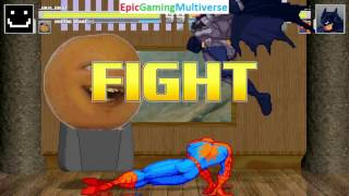 Spider-Man And Batman VS Jailbot The Security Robot And Annoying Orange In A MUGEN Match / Battle