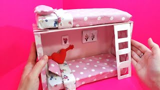 Ayakkabı kutusu ile minyatür ranza nasıl yapılır - How to make Miniature Bunk Bed with a shoebox