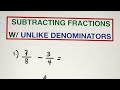 Subtracting Fractions with Unlike Denominators Quiz