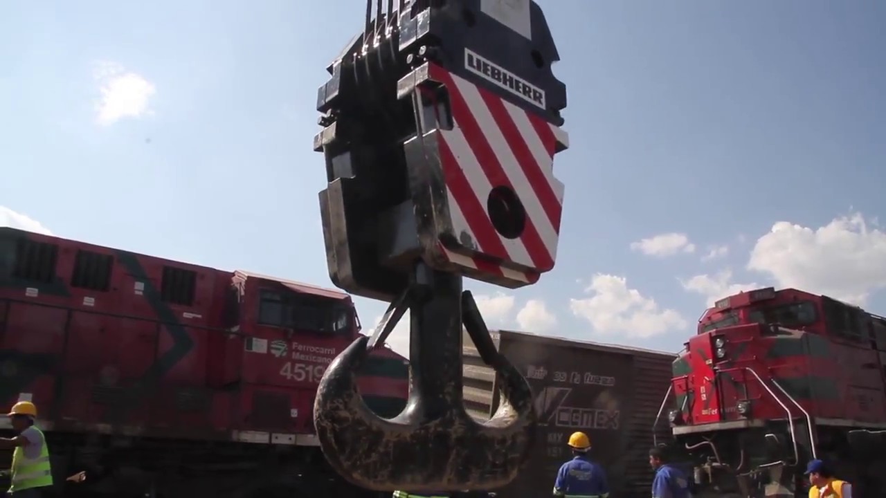 Encarrilamiento Ferromex con Grúa LTM1450 de 500 Toneladas