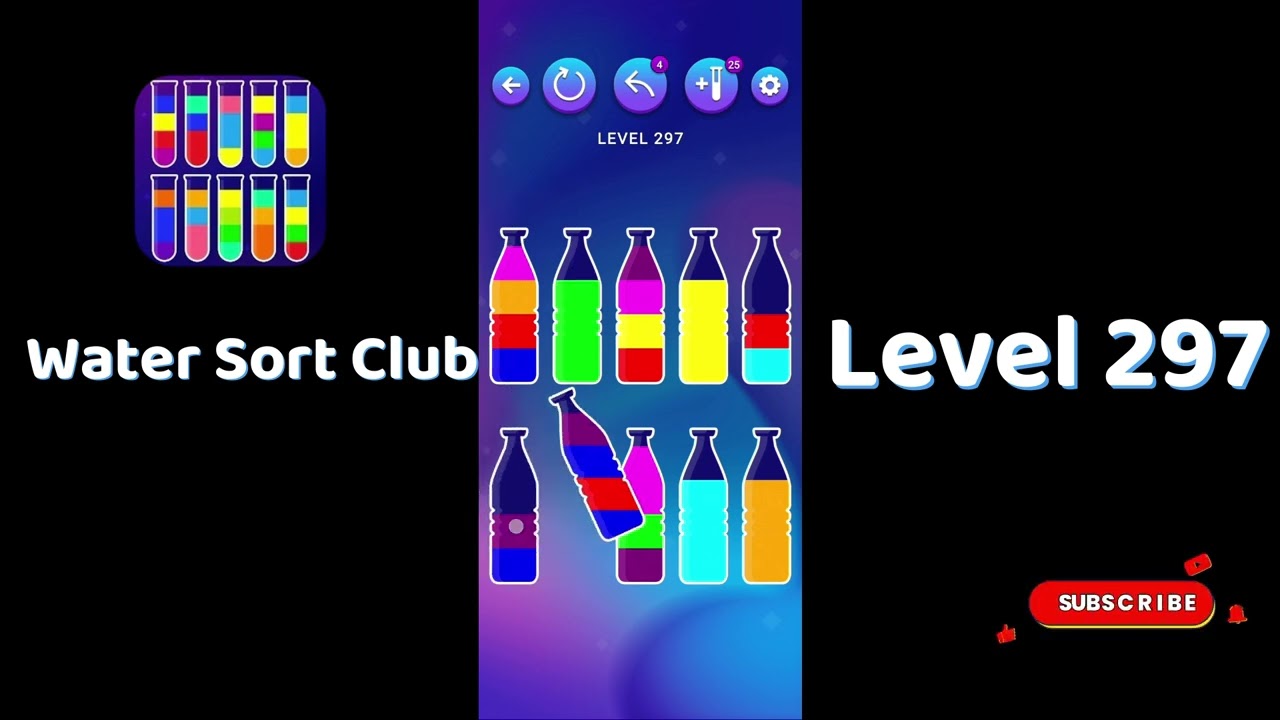 🎮 Water Sort Club Level 297 Walkthrough | Fun Liquid Sorting Game 💧 | SolutionGuruji