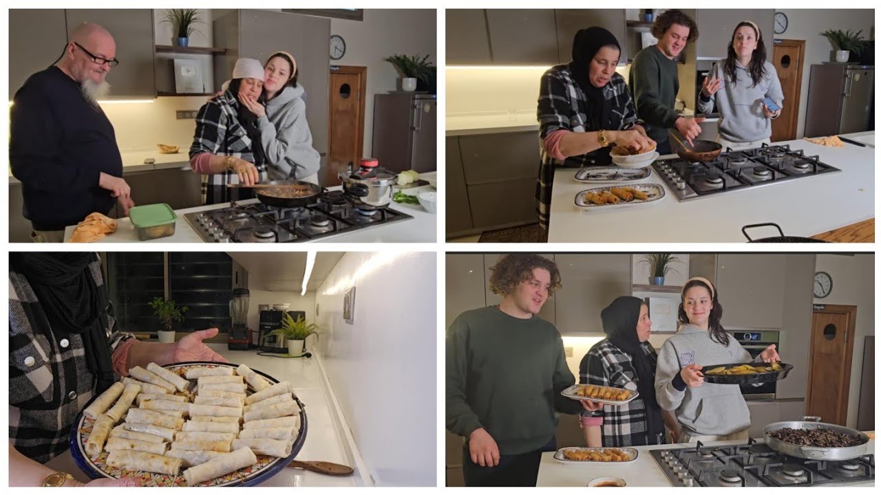 4K 🧑🏼‍🍳😍🍽️ وجدنا العشاء مجموعين معاونين في اجواء عائلية