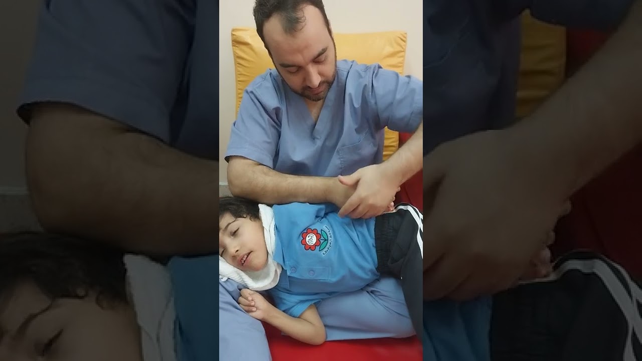 تمارين الاستطاله وتمارين اليدين لاطفال الشلل الدماغي الشدي 