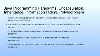 Java Programming Paradigms: Encapsulation, Inheritance, Information Hiding, Polymorphism | Lecture …