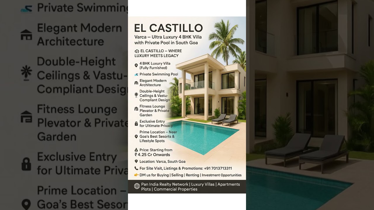El Castillo, Varca – Ultra Luxury 4 BHK Villa with Private Pool in South Goa | For Sale ₹4.25 Cr+