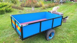 DIY trailer for walk behind tractor  Прицеп для мотоблока своими руками