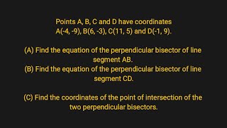 Coordinates of the point of intersection of the two perpendicular bisectors.