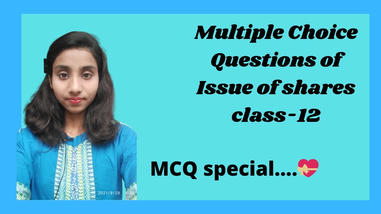 MCQ (Multiple choice Questions) of Issue of shares || Class-12 (Accounts)