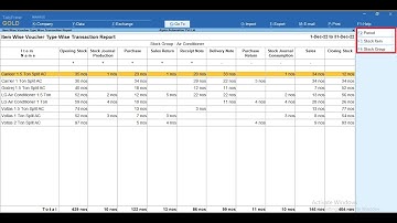 Tally Add On : Item Wise Voucher Type Wise Transaction Report in TallyPrime software.