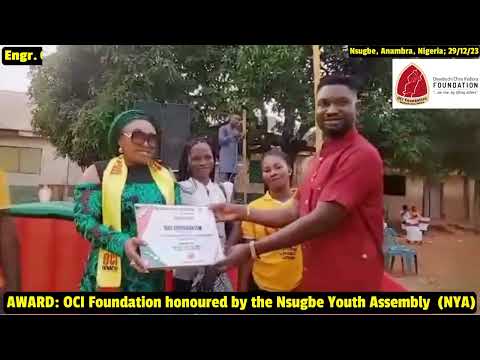 Nsugbe Youth Assembly honor OCI Foundation for Contributions to Education (29/12/23; Nsugbe, Nigeria