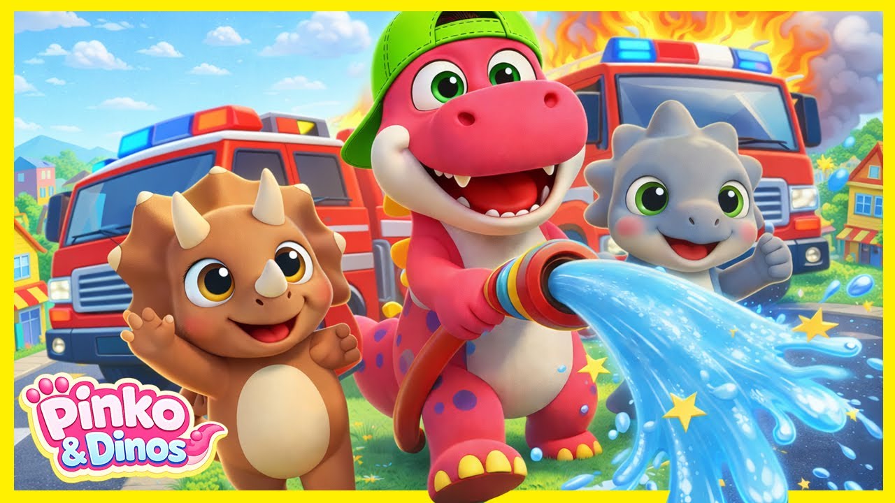 AWESOME Fire Truck Rescue | Pinko's Toy Town Adventure | Pinko & Dinos Adventures | Nursery Rhymes