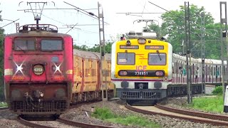 Dangerous Wap4 Locomotive Leads Azimganj Express+Bandel Katwa ICF Local Trains Skipping Huge Curve