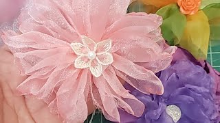 Organza Flower Tutorial Diy Fringe Tassel Dangle Lace in my Etsy Shop. Shabby Chic Flower How to