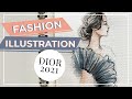 Fashion Illustration: Painting from the Dior Fall 2021 Collection using Watercolor