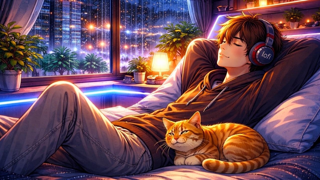 Night Rain Lofi 🌧️ Calm Beats to Relax & Fall Asleep