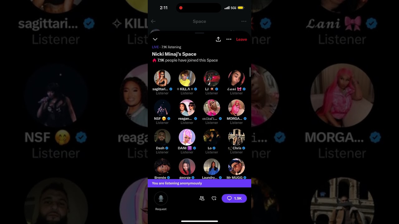 Nicki Minaj goes on her Twitter space/talks about her new album 10/16 #twitter 